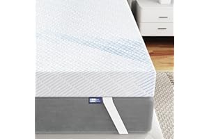 ‎BEDSTORY BedStory Gel Topper 200 x 200 cm, 10 cm Height Mattress Topper Made of Gel Memory Foam, H3 and H4 Gel Foam Bamboo Topper with Breathable Cover for Caravan, Sofa Bed, Box Spring Bed, White