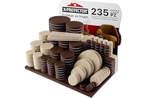 Almohadillas de Fieltro para Muebles X-Protector 235 Piezas, Marron y Beige - Fieltro Adhesivo, Fieltros para Sillas - Mejores Protectores de Suelo de Madera - Protectores de Suelo para Muebles