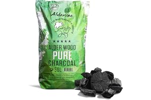 Alderline Natural Restaurant Grade Lumpwood BBQ Charcoal for Barbecues, 50L