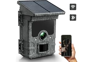 VOOPEAK Cámara de caza solar WiFi, 4K 46MP cámara caza Bluetooth recargable, cámara de caza infrarroja nocturna gran angular 120° detectar velocidad de caída 0,2s impermeable IP66