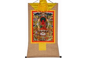Gandhanra Amidabha in Pure Land,Elysium of Buddhism,Sukhavati, Tibetan Thangka Painting Art,Buddhist Thangka Brocade,Buddha Tapestry with Scroll