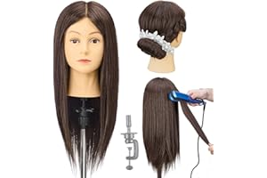 AIMEI Frisierkopf übungskopf, 90% Echthaar 16 Zoll Trainingsköpfe für Friseure frisurenkopf mit Haarstyling-Werkzeuge + Klammer