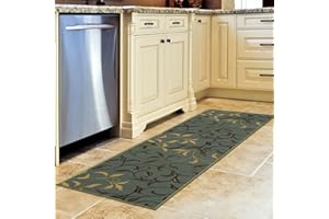 Ottomanson Ottohome Collection nowoczesny dywan z gumowym spodem, wzór liści, 50 x 150 cm, piana morska