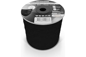 BEMS MEISTERWERK Elastyczna taśma gumowa czarna gumowa taśma do maski – arcydzieło BEMS, gumowa taśma do ochrony jamy ustnej, czarna, gumowa, szpula 100 m x 4 mm