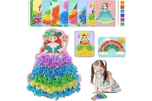 71Nmly Poke Art DIY Toys, Warmyard Hand-Made DIY Fun Children's Painting,Childhood Infinite Dream Hand Painted, 3D Change Dress Educational Toys Painting Book,Poke Fun Craft Kits for Kids (Pink)