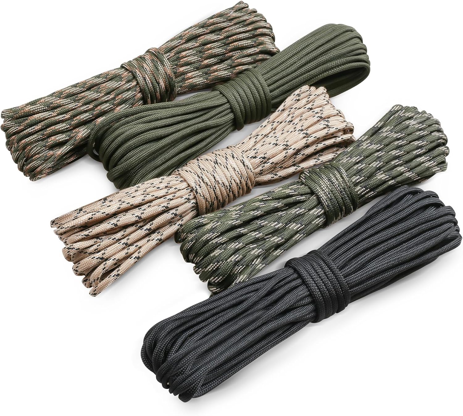 VABNEER 5 Rollos x 33ft/10m Paracord, Paracord 4mm, 7 Hilos de Núcleo Cuerda Paracord 550 hasta 250 kg