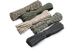 VABNEER 5 Rollos x 33ft/10m Paracord, Paracord 4mm, 7 Hilos de Núcleo Cuerda Paracord 550 hasta 250 kg
