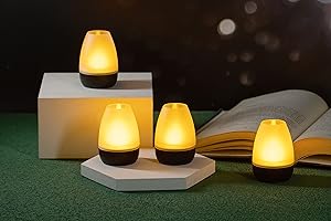 ‎NORTHPOINT Northpoint LED Akku Lounge Lights 4er-Set mit Touchsensor Kabellos für Innen und Außen RGBW Flackereffekt mit Ladestation ca. 7 cm hoch (Schwarz Matt)