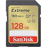 SanDisk Extreme SDXC UHS-I Speicherkarte 128 GB (V30, 180 MB/s Übertragung, U3, 4K UHD Videos, SanDisk QuickFlow-Technologie,