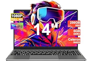 NOTODD PC Portatile Win11 Computer Portatile Notebook 14 Pollici 6GB 256GB Estensioni SSD 1TB, Laptop Celeron N4020 fino a 2.8GHz, 5000mAh 2.4/5G WiFi 1080FHD BT4.2 USB3.0 Tastiera Italiana Membrana-Grey