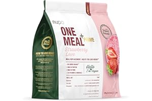 ‎NUPO NUPO One Meal + Prime Vegan Shake – Erdbeere I Nahrungsersatz-Shake zum abnehmen I Leckeres Mahlzeitersatz-Pulver für effiziente Gewichtsabnahme I 360g I Ohne Zuckerzusatz I Reich an Protein