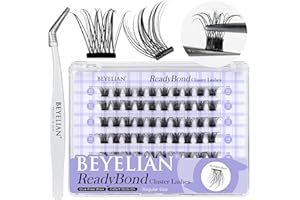 BEYELIAN Pojedyncze rzęsy, 84 sztuki D+ Curl samoprzylepne rzęsy, do przedłużania włosów typu "zrób to sam", pojedyncze rzęsy do użytku osobistego