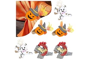 Bekeify Halloween Anelli da Tovagliolo di Zucca 6Pcs Porta Anello Tovagliolo di Halloween Fantasma Fibbie Portatovaglioli Riutilizzabile Porta Tovaglioli Anelli per Feste di Halloween Ringraziamento