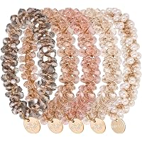 Perlen Haargummi Set – 4 Stück, Weiß, Elastisch Für Alle Haartypen, Scrunchies Mit Kristall-Perlen