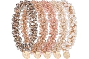 olyee Haargummis Damen Scrunchies Kristall,5 StCk Elastische Haargummi fR Frauen Haarschmuck,Zopfgummi Pferdeschwanz