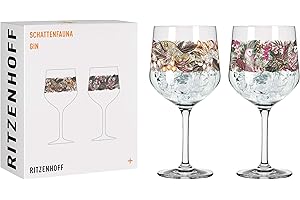 Ritzenhoff 3691002 Bicchiere da gin 700 ml - Serie Schattenfauna Set No. 2-2 pezzi, Leopardo & Gufo - Made in Germany