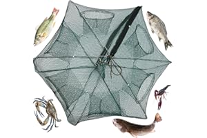 FRDHEE Rete da Pesca 6 Fori, Portatile Pieghevole Rete da Pesca Trappola per Gamberi, Granchi, Esche