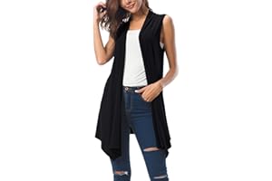 Urban GoCo Damen Ärmellos Drapiert Strickjacke Weste