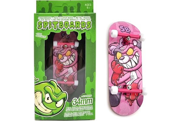 SPITBOARDS Jeu de touches Pro 34 mm x 96 mm (complet) | Plateforme en bois véritable | Trucks et bagues professionnels | Roues en polyuréthane avec roulements
