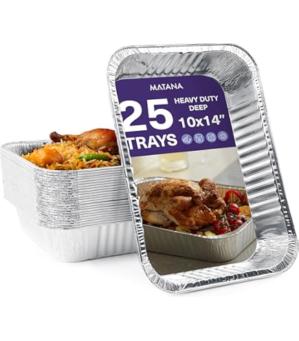HEIYUET 25 Stück 3500 ml Aluschalen mit Deckel groß, 32 x 26 x 6 cm Alu HEIYUET 25 Stück 3500 ml Aluschalen mit Deckel groß, 32 x 26 x 6 cm Alu