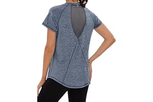 Terecey Damska koszulka sportowa z krótkim rękawem z siateczki szybkoschnące koszulki sportowe odzież sportowa