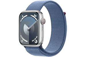 Apple Watch Series 9 GPS + Cellular 45mm Smartwatch con cassa in alluminio color argento e Sport Loop blu inverno. Fitness tracker, app Livelli O₂, display Retina always-on, resistente all’acqua