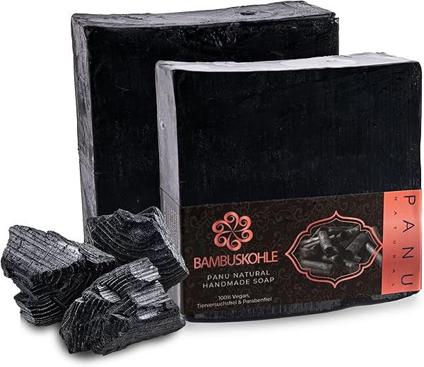 Panu Schwarze Seife - Antibakterielle Seife gegen Unreine Haut - Natural Black Soap - Aktivkohle Seife Anti Pickel, Akne und Fettige Haut - Rasierseife Herren und Damen für Gesicht und Körper - 1