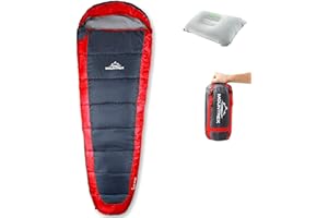 MOUNTREX® Śpiwór – ultralekki i kompaktowy (850 g) – outdoorowy śpiwór letni – śpiwór typu mumia (205 x 75 cm) – mały rozmiar po spakowaniu i lekki – dla młodzieży i dorosłych + poduszka podróżna