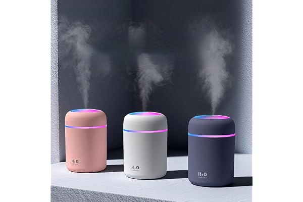 GNANISHWA Cool Mist Humidifier for Room with LED Light Quiet USB-Powered Ultrasonic Humidifier for Bedroom, Office, Baby, Car Not for Essential Oils (Multicolor) (HMD)