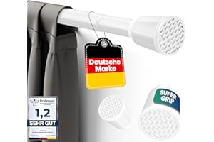 LOBUX® - Gardinenstange ohne bohren [weiß, 210-300cm] – Teleskopstange Vorhang ausziehbar – Duschstange ohne bohren – Vorhangstange, Duschvorhangstange, Kleiderstange, Klemmstange Katzennetz
