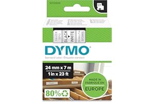Dymo D1 Etichette Autoadesive per Stampanti LabelManager, Rotolo da 24 mm x 7 m, Stampa Nero su Bianco
