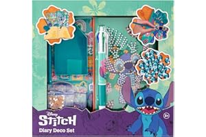 DISNEY Stitch Kit journal intime pour enfants à partir de 3 ans - Avec autocollants et strass - Cadeau créatif pour fille - Kit de bricolage avec journal, stylo et diamants