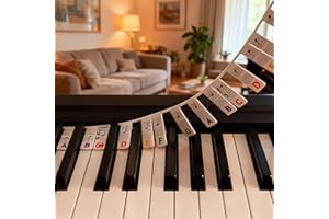 INFINITY & BREATHE Piano Notes Guide for Beginner, 61-Key Piano Keyboard Note Labels standard full-size, Reusable Silicone Strips Colorful Larger Bold Letter Piano Notes Guide
