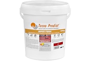 Tecno Prodist IMPER FIBRA (10 Kg, ROJO) Pintura Terrazas Impermeabilizante y elástica con Fibras Incorporadas - Gran cubrición - (A Rodillo o brocha, disponible en color rojo o blanco)