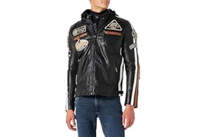 URBAN 5884 Motorradjacke Herren Leder, Herrenjacke aus Lammleder, verstaubare Protektoren für Rücken
