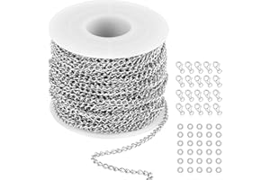 JSMTKJ 20 Metri Catena Collana Catena in Acciaio Inossidabile Collane Fai da Te Argento Catene con 20 Chiusure di Aragosta per Accessori di Gioielli Fai da Te