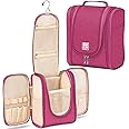 BOACAY Hanging Travel Toiletry Bag for Women & Men, Makeup Bag, Shower & Wash Bag, Organiser Kit for Cosmetics, Essentials, Travel Accessories (M) Cerise Pink