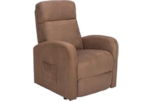 POLTRONE ITALIA Poltrona Relax Elettrica 2 motori, reclinazione indipendente schienale pediera 2 ruote seduta indeformabile microfibra elevabile alzapersona anziani disabili Marrone