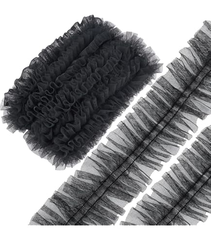 Bordatura In Pizzo A Balze Nera 2,5 Cm X 3 Yards - Nastro In Rete Increspata Per Cucito Creativo, Orli, Scollature E Decorazioni Fai Da Te - 2