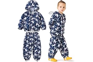Baogaier Tuta Impermeabile Ragazze, Leggero Antipioggia Giacca & Pantaloni Impermeabili con Riflettenti 2 Pezzi Set, Bambini Fodera in Rete Pioggia Completo Abbigliamento per Bambina 1-7 anni