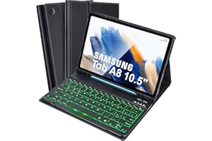 SOPPY Custodia per Tastiera Samsung Galaxy Tab A8, 7 Colori Retroilluminata, Italiano QWERTY, Custodia con Tastiera Rimovibile per Samsung Galaxy Tab A8 10,5" 2022/2021 (SM-X200/X205/X207), Nero