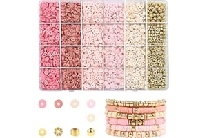 JRJRN 2780 Pezzi Perline Piatte per Braccialetti, Kit di Perline per Braccialetti, Perline di Argilla per Bracciale, Perline di Argilla Polimerica per Creazione di Gioielli