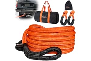 MITZONE Recovery Tow Strap,Heavy Duty Tow Strap Recovery Kit,Car Vehicle Heavy Duty Recovery Rope 37478 lbs for Diesel Trucks,SUV, ATV,Backhoe, Excavators,Ring Shackles,Storage Bag