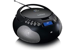 Lenco SCD-341 tragbares CD-Radio -CD-Player - DAB+ Radio - Bluetooth - Sender und Titelspeicher - Uhr - Stereo Lautsprecher - schwarz