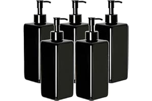 ‎YOUNGEVER Youngever 5er-Set 500ML Pumpflaschen für Shampoo, Mehrweg Kunststoff Pumpspender Seifenspender Dispenser Lotionspender Leerflasche für Flüssige Shampoo Lotionen Küche Bad (Schwarz)