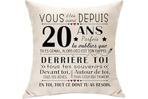 Hasodeo 20 Ans Cadeaux Originaux Housse de Coussin Décoration d'anniversaire pour 20 Ans Garçon Fille Fils Nièce Petite - Fille Cadeau d'anniversaire - Vous Été Aimé Depuis 20 Ans (20)
