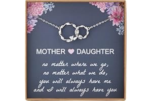 AnalysisyLove Mom Gifts, Sterling Silver Circles Necklaces for Women, Mama Necklace, Daughter Birthday gift from Mum, Mothers Day Jewelry for Her