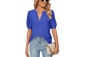 DECORIE Camisetas Manga Corta Mujer con Volantes Blusas Mujer Verano Cuello en V Elegantes Mujer Tops