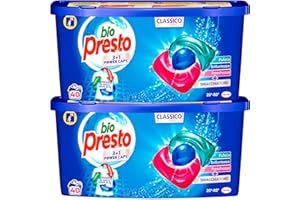 BIO PRESTO LAVATRICE 2x Bio Presto Power Caps Classico Detersivo Smacchiatore in Capsule per Lavatrice Efficace anche a Basse Temperature - 80 Lavaggi