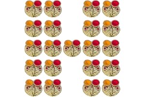 Saugat Traders bulk return gifts for Pooja Roli Chawal Plate Pack of 21 - Puja Function, Wedding, Diwali, Ganesh Chaturthi Gifts Items Pasupu Kumkuma Package Return Gifts